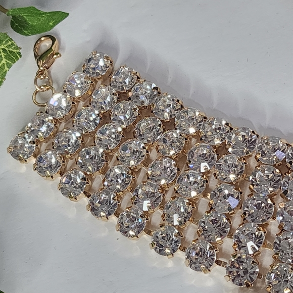 Stunning Statement Emerald Green Crystal Choker Necklace Earrings Set - Picture 4 of 10